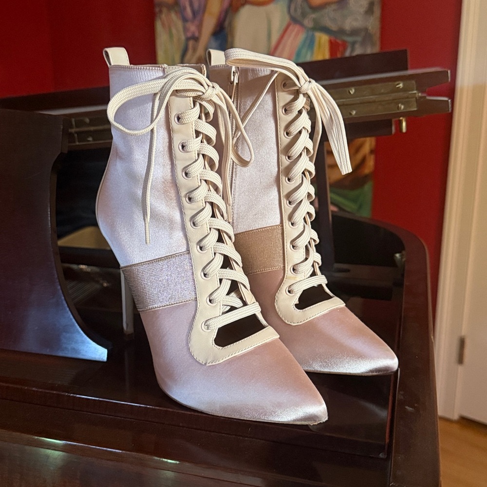Aldo lace up heels in light pink NWOT